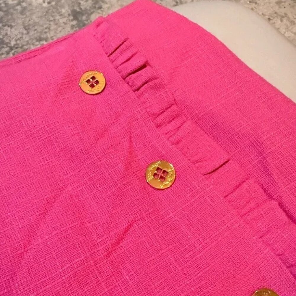 Lilly Pulitzer Hot Pink Ruffled Tweed Mini Skirt - Picture 5 of 8
